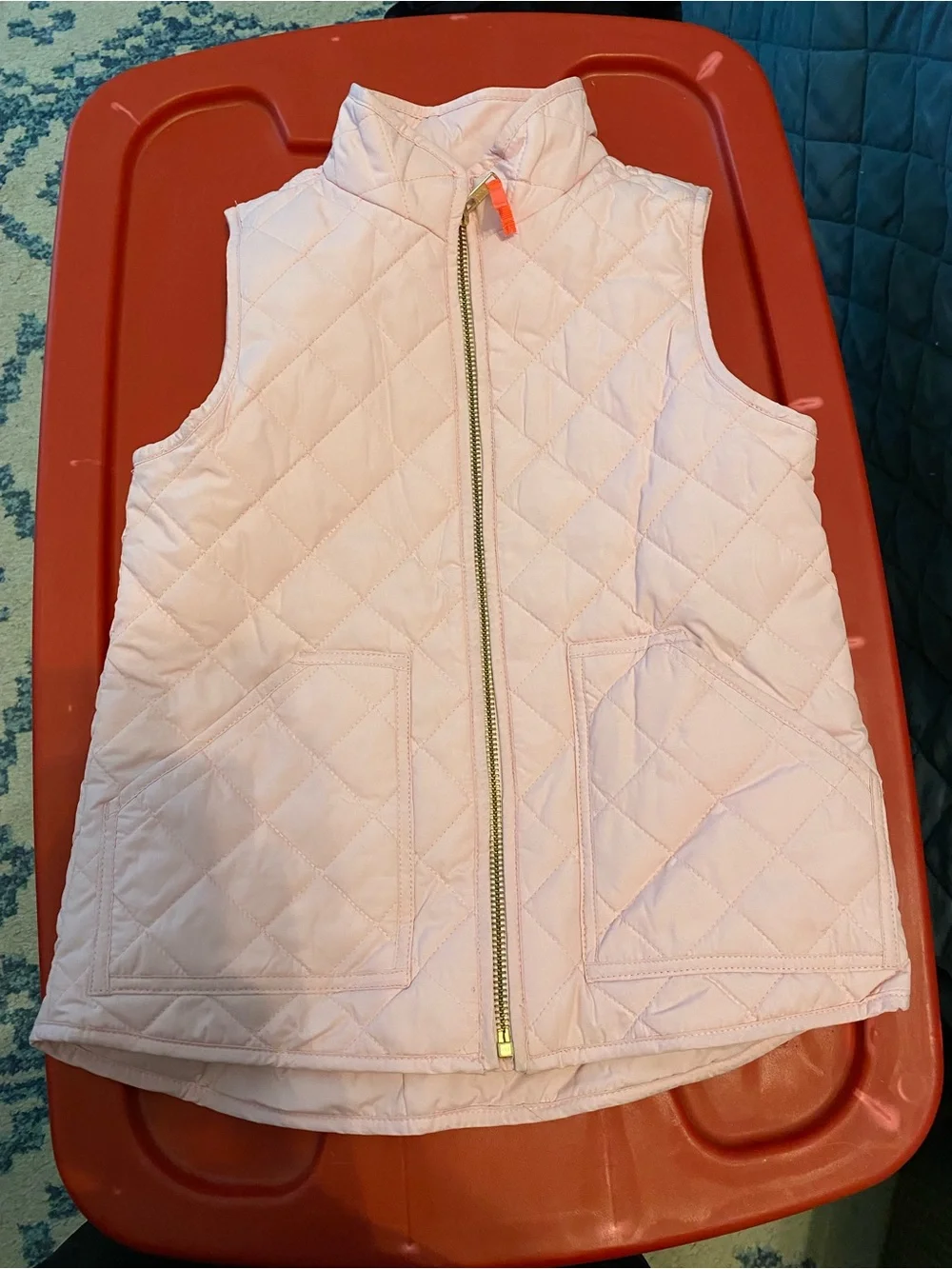 Crewcuts Pale Pink Quilted Vest with Gold Zip